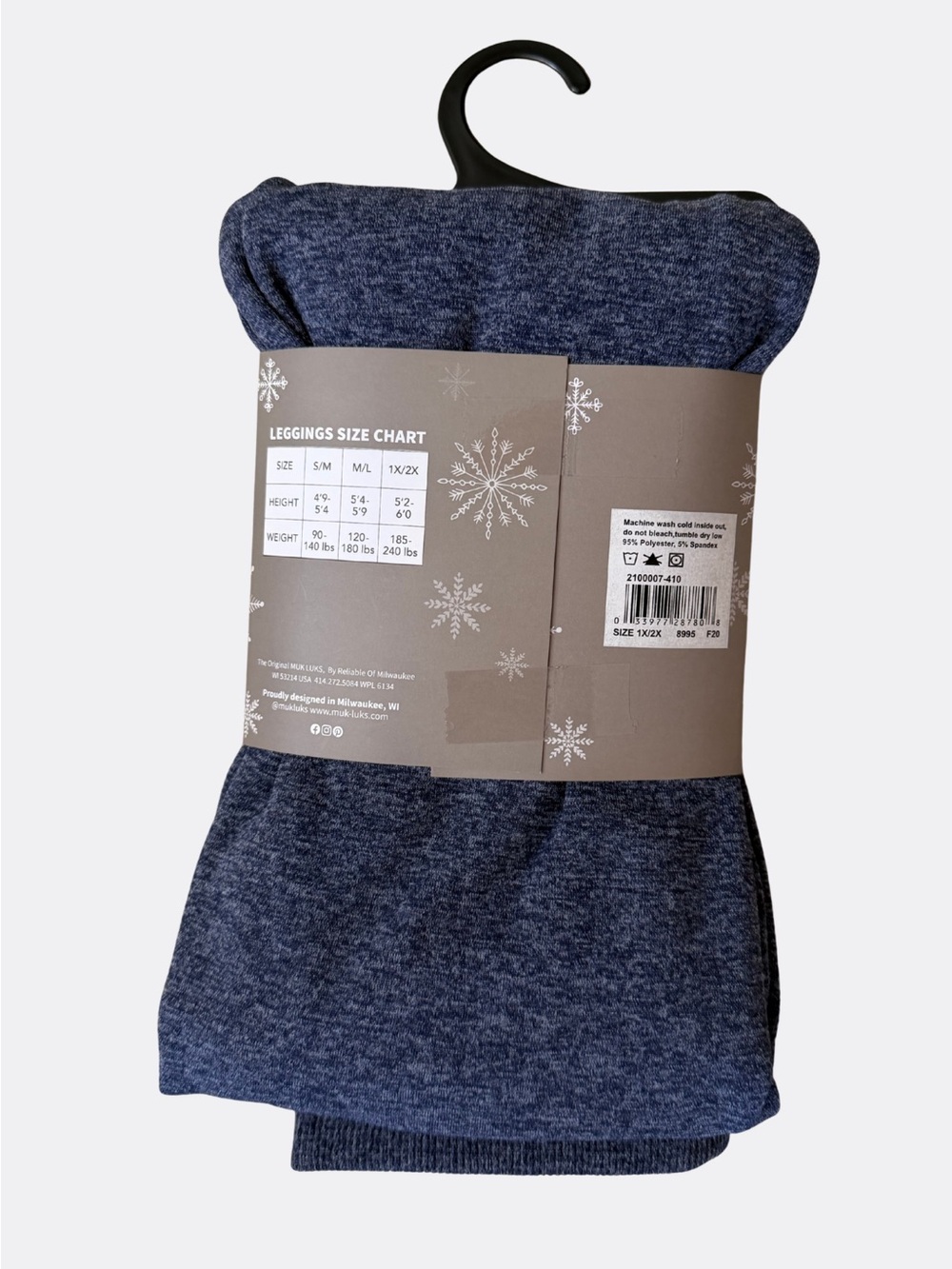 MUK LUKS Fleece Lined Leggings Navy Blue 1X/2X NWT - Picture 2 of 5